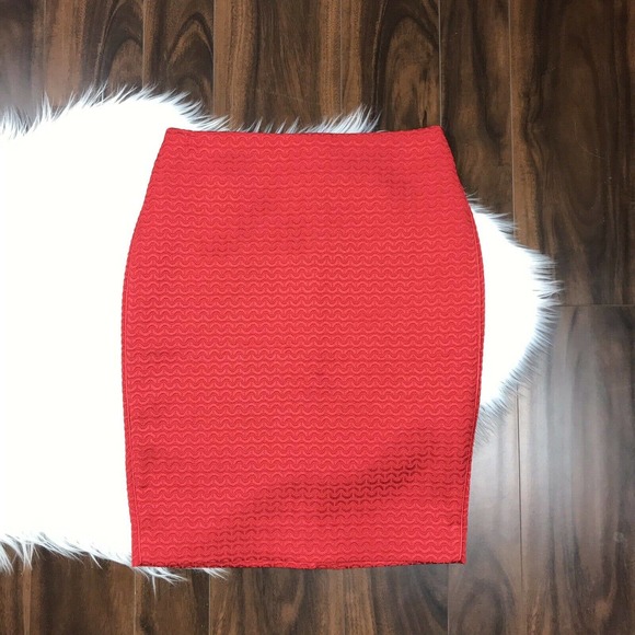 The Limited Dresses & Skirts - The Limited Red Textured Side Panel Pencil Skirt